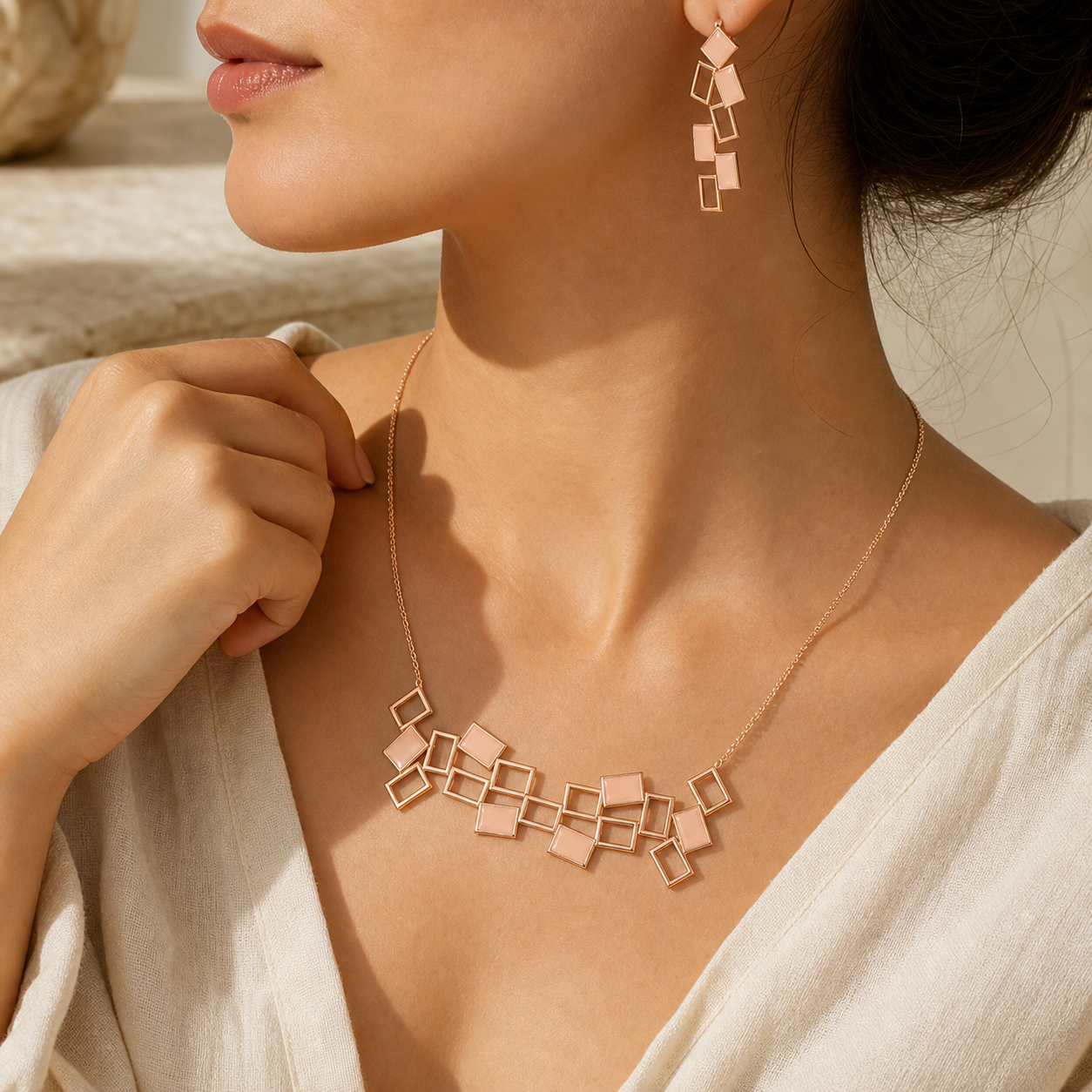 Aurgat Oblongs Rose Gold Pendant Set - image 4