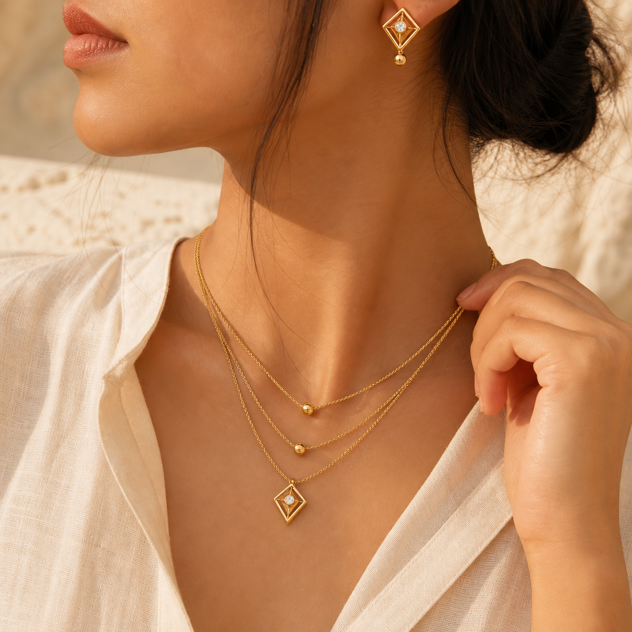 Aurgat Treasured 18K Gold Plated Necklace Set - image 4