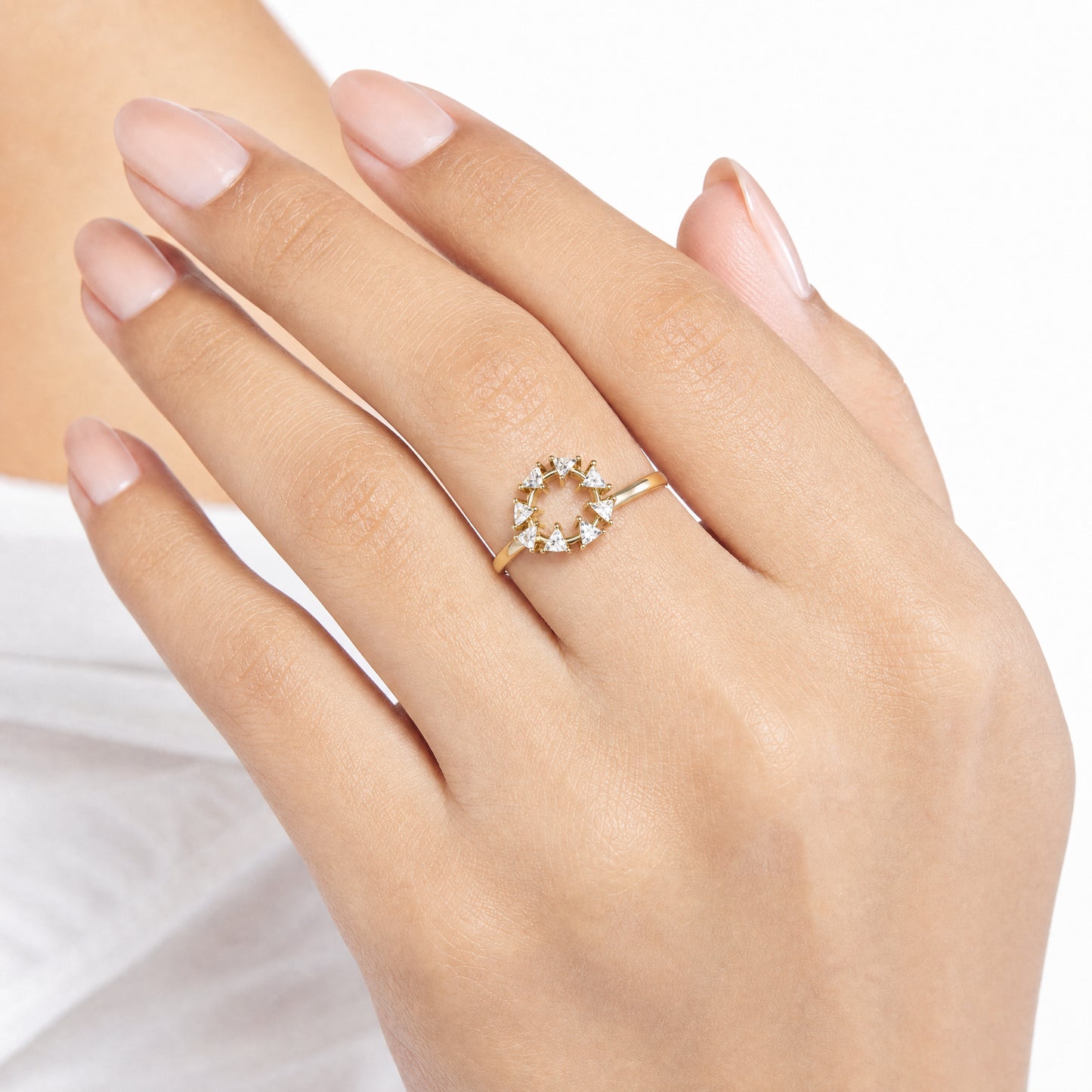 Aurgat Apex 18K Gold Plated Adjustable Ring With Zirconia