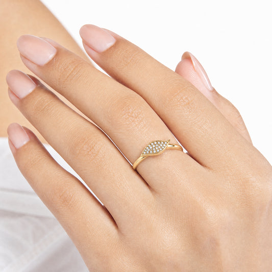 Aurgat High Rated Zirconia Efoortless 18k Gold Plated Adjustable Ring
