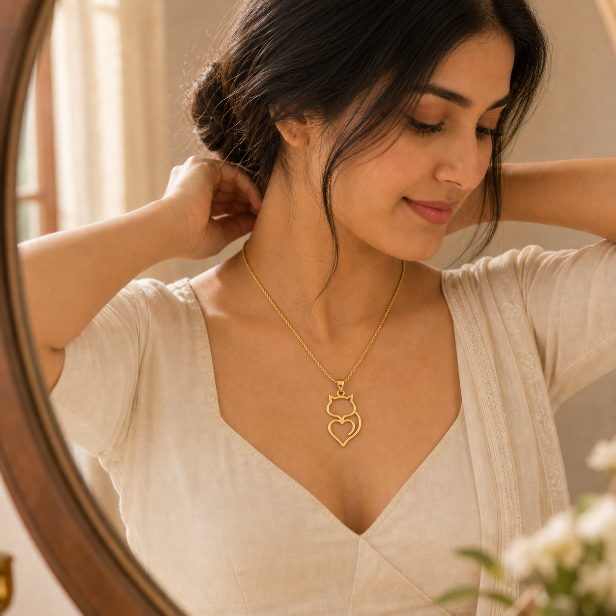 Aurgat Cat's Heart 18K Gold Plated Pendant