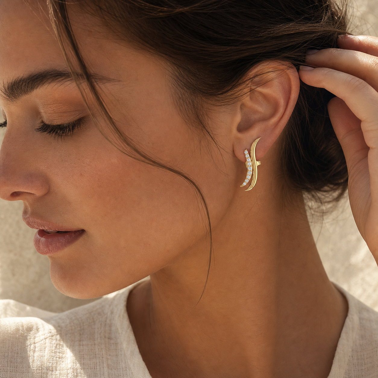 Aurgat Zirconia Abstract 18K Gold Plated Earrings