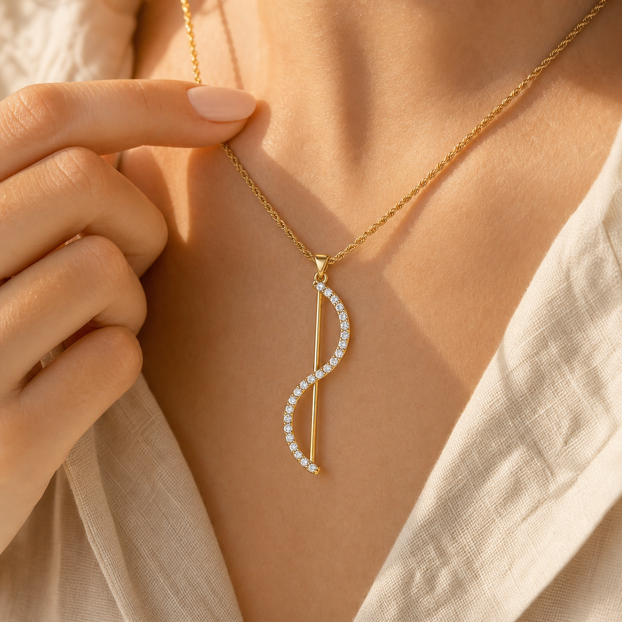 Aurgat Curvy Drop 18K Gold Plated Pendant