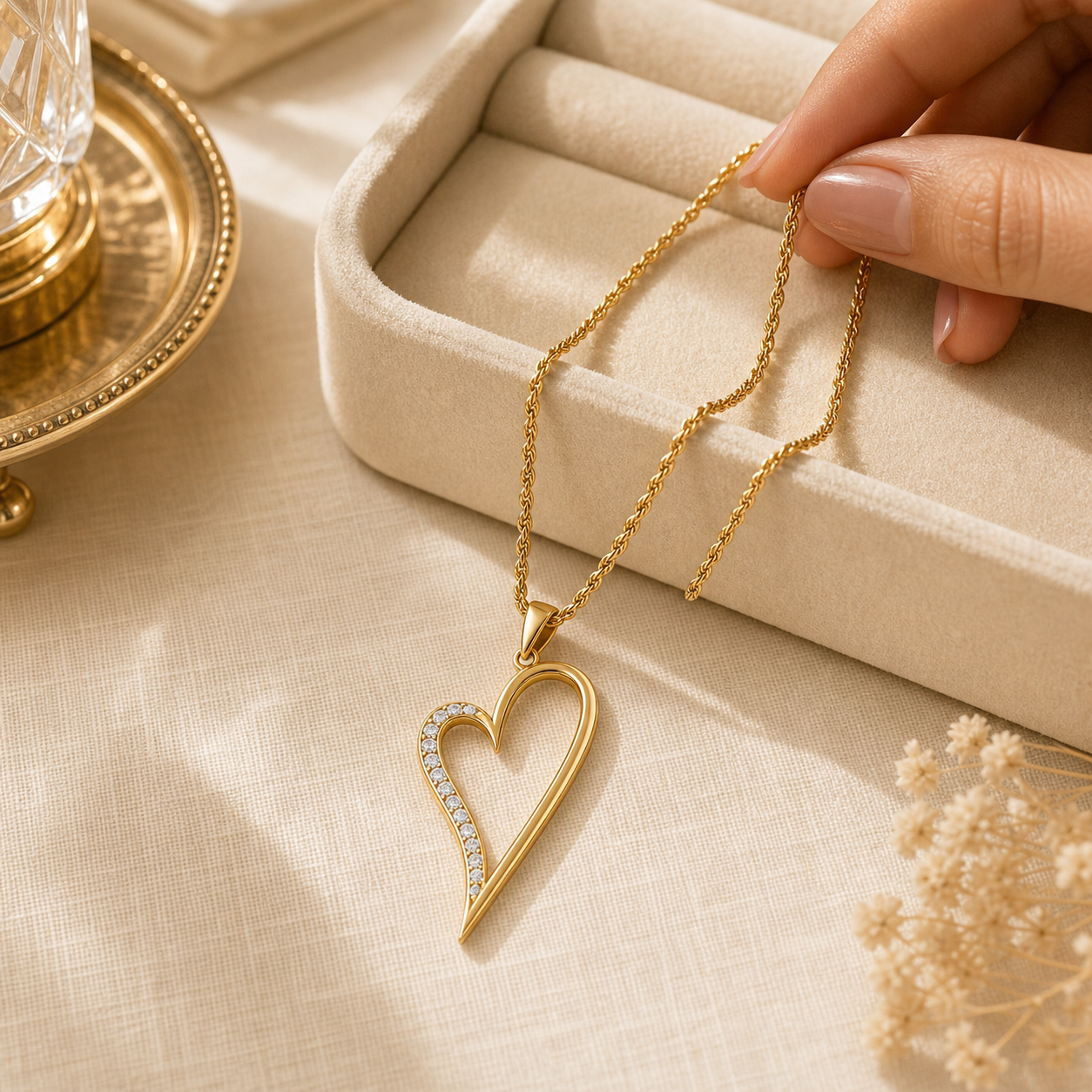 Aurgat Artistic Heart 18K Gold Plated Pendant