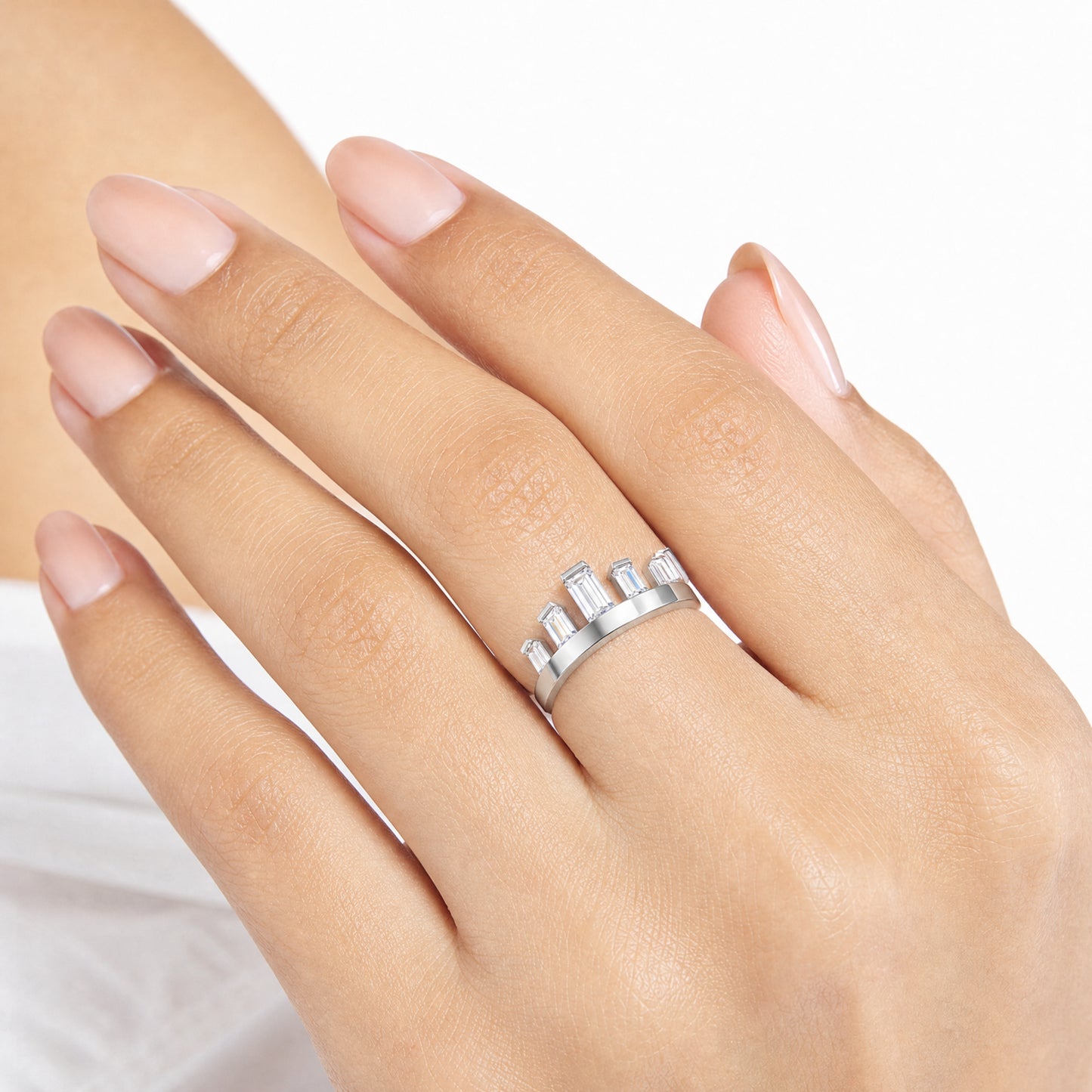 Aurgat Princess Crown Adjustable Ring With Zirconia