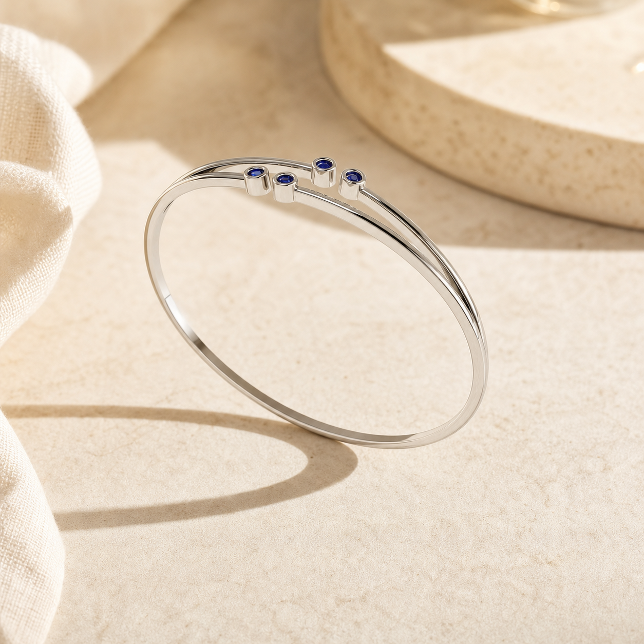 Aurgat Sterling Silver Cuff Bracelet With Bluestones