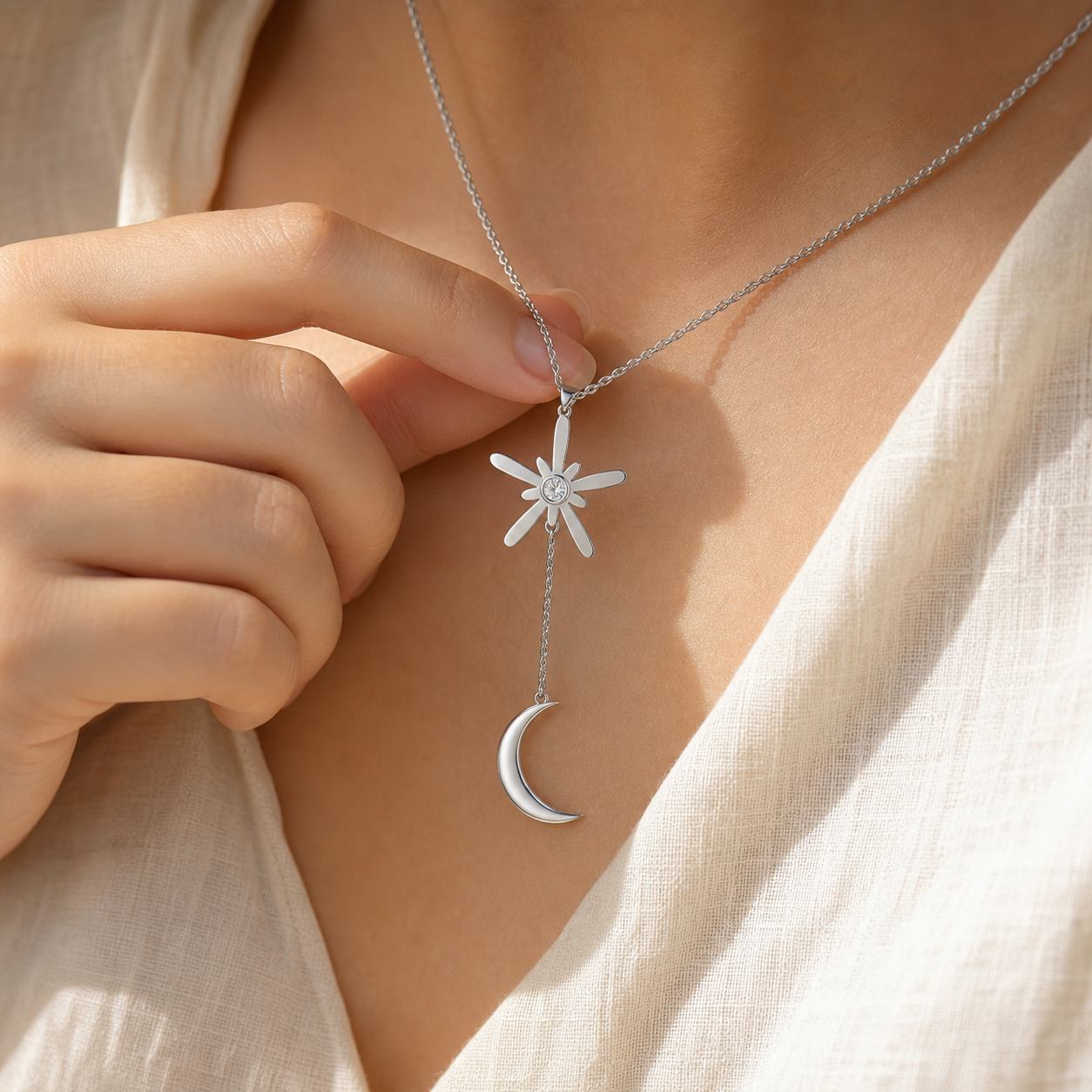 Aurgat Hanging Moon Silver Pendant