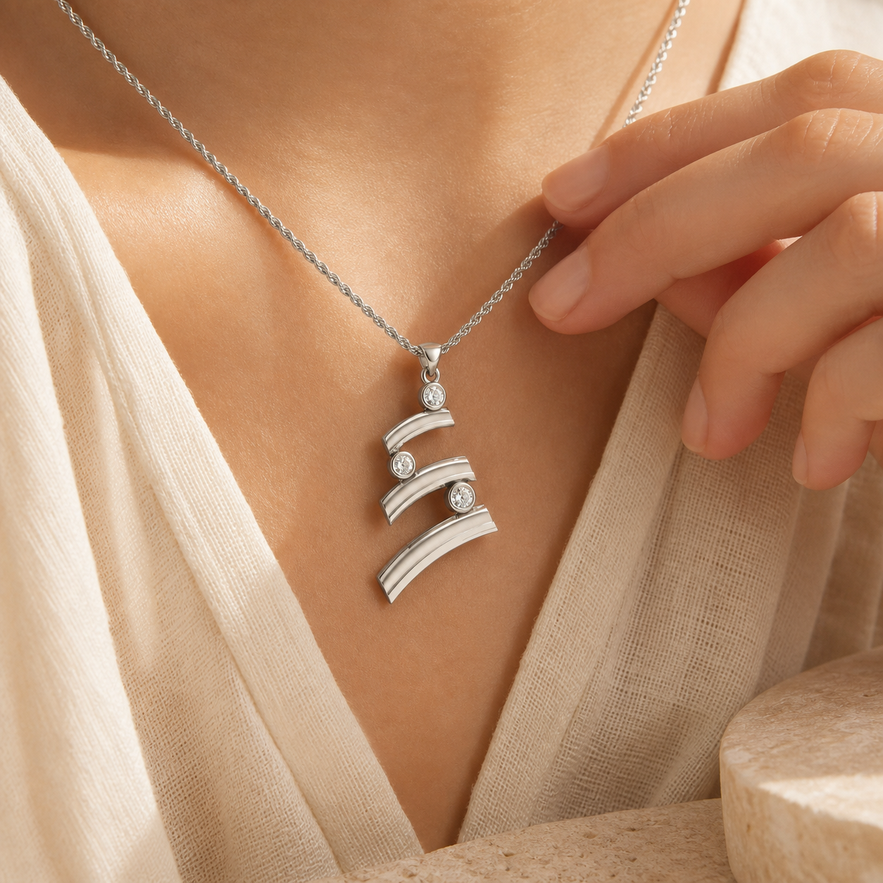 Aurgat Zircon Connected Layers Pendant