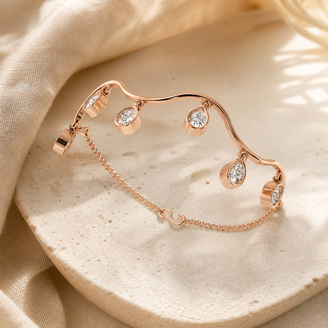Aurgat Charming Rose Gold Half Cuff Bracelet
