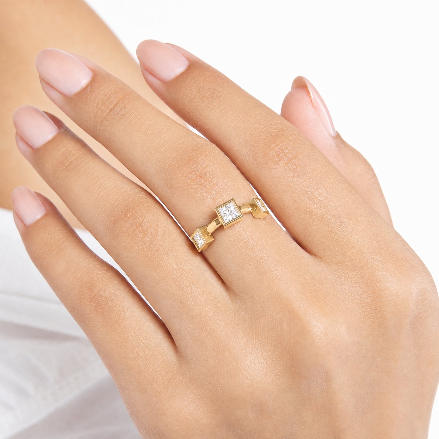 Aurgat Homestyled 18K Gold Plated Adjustable ring With Square Zirconia