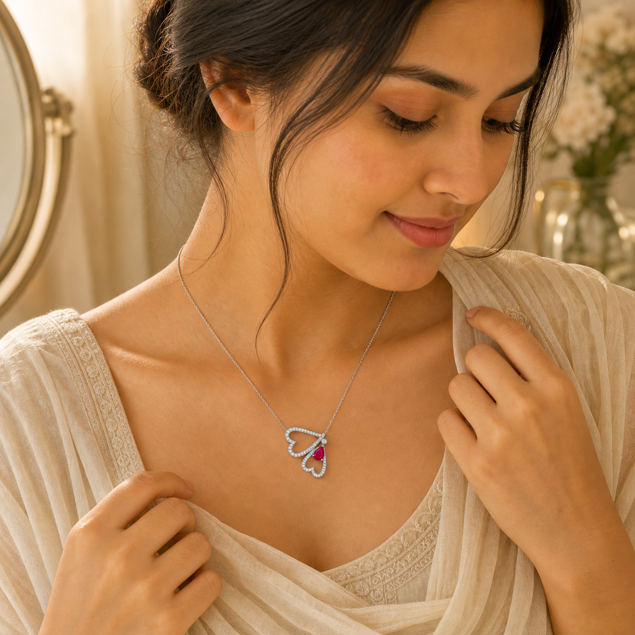 Aurgat Butterfly Love Sterling Silver Pendant