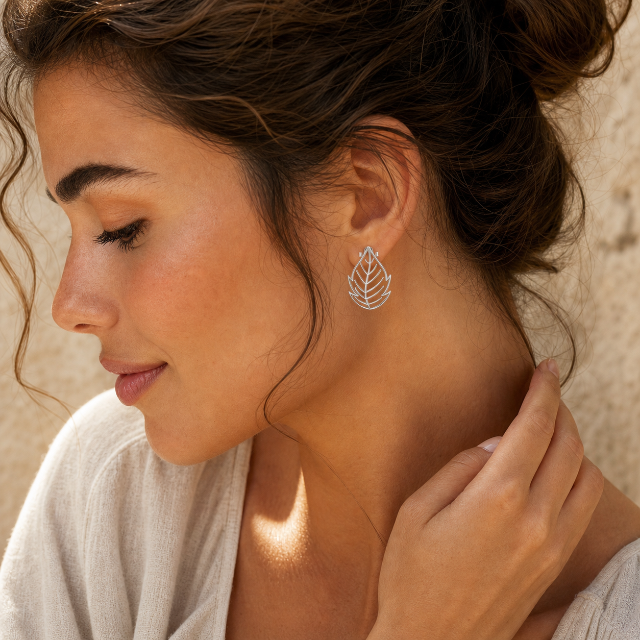 Aurgat Viburnum Leaf Drop Sterling Silver Earrings