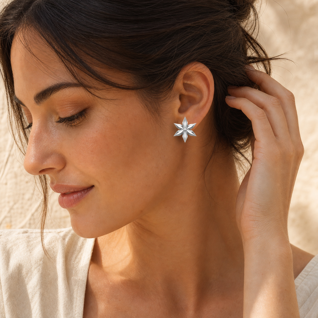 Aurgat Dazzling Stars Sterling Silver Earrings