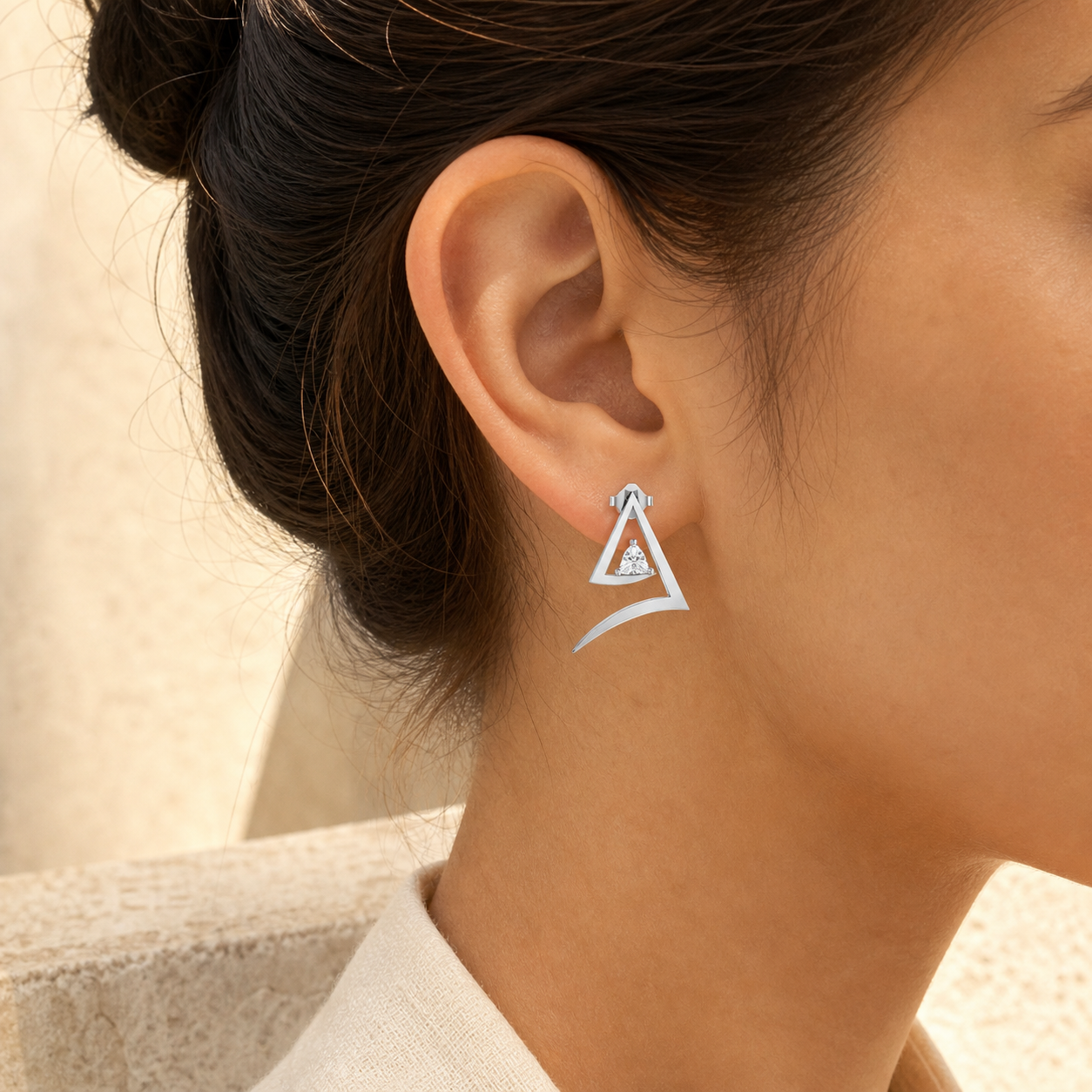Aurgat Trapped Solitaire Solitaire Silver Earrings