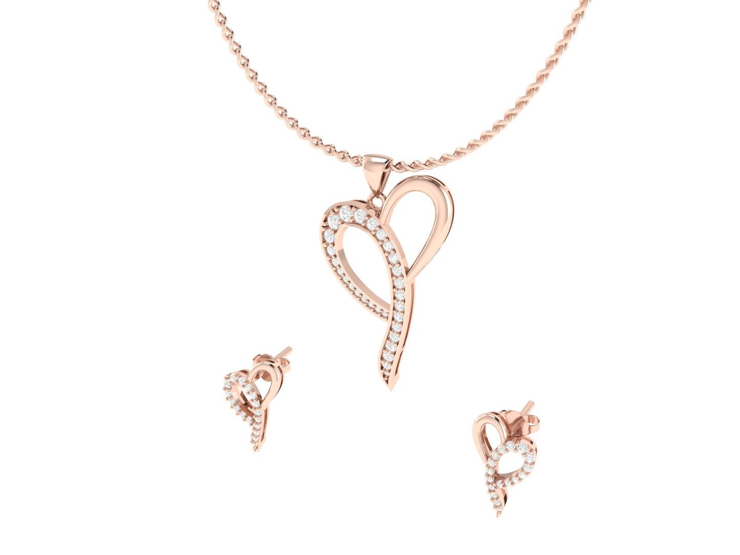 Aurgat Nobel heart Rose Gold Pendant Set