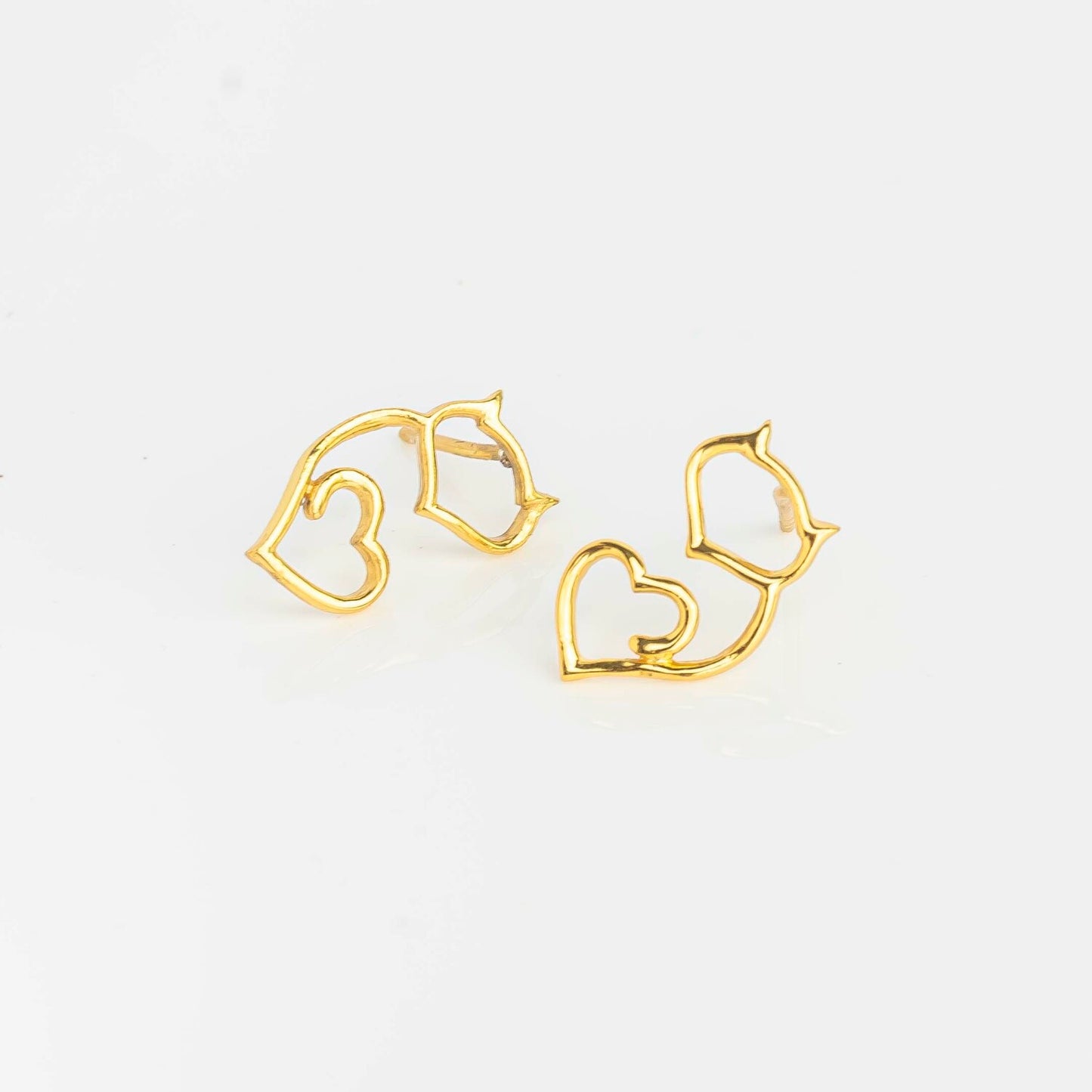 Aurgat Cat's Heart 18K Gold Plated Earrings