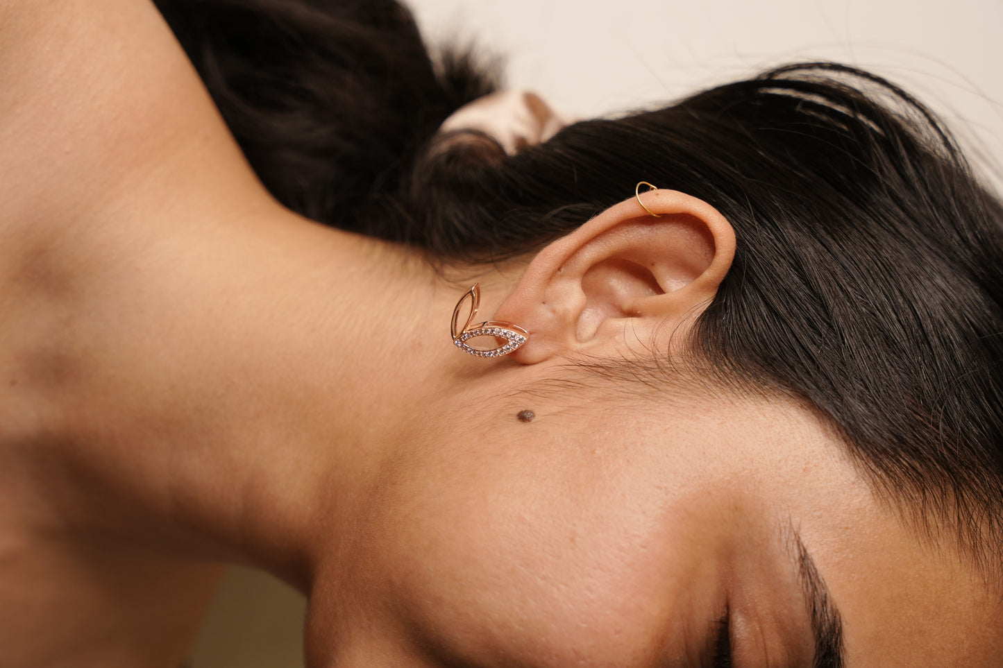 Aurgat Queenly Tea Leaf Drop Rose Gold Earrings