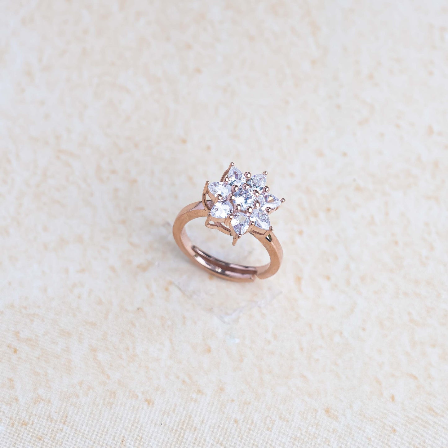 Aurgat Parijat Flower Rose Gold Adjustable Ring