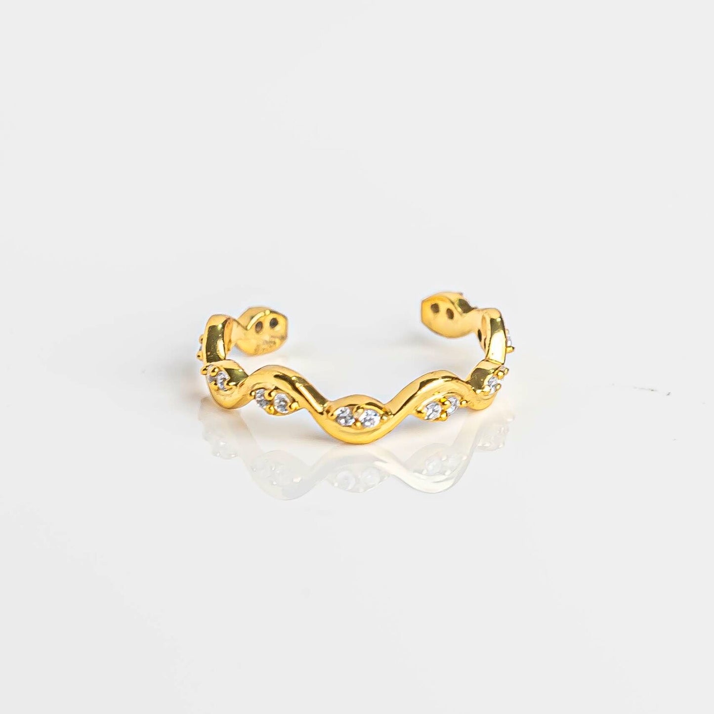 Aurgat Zirconia 18K Gold Plated Adjustable Ring