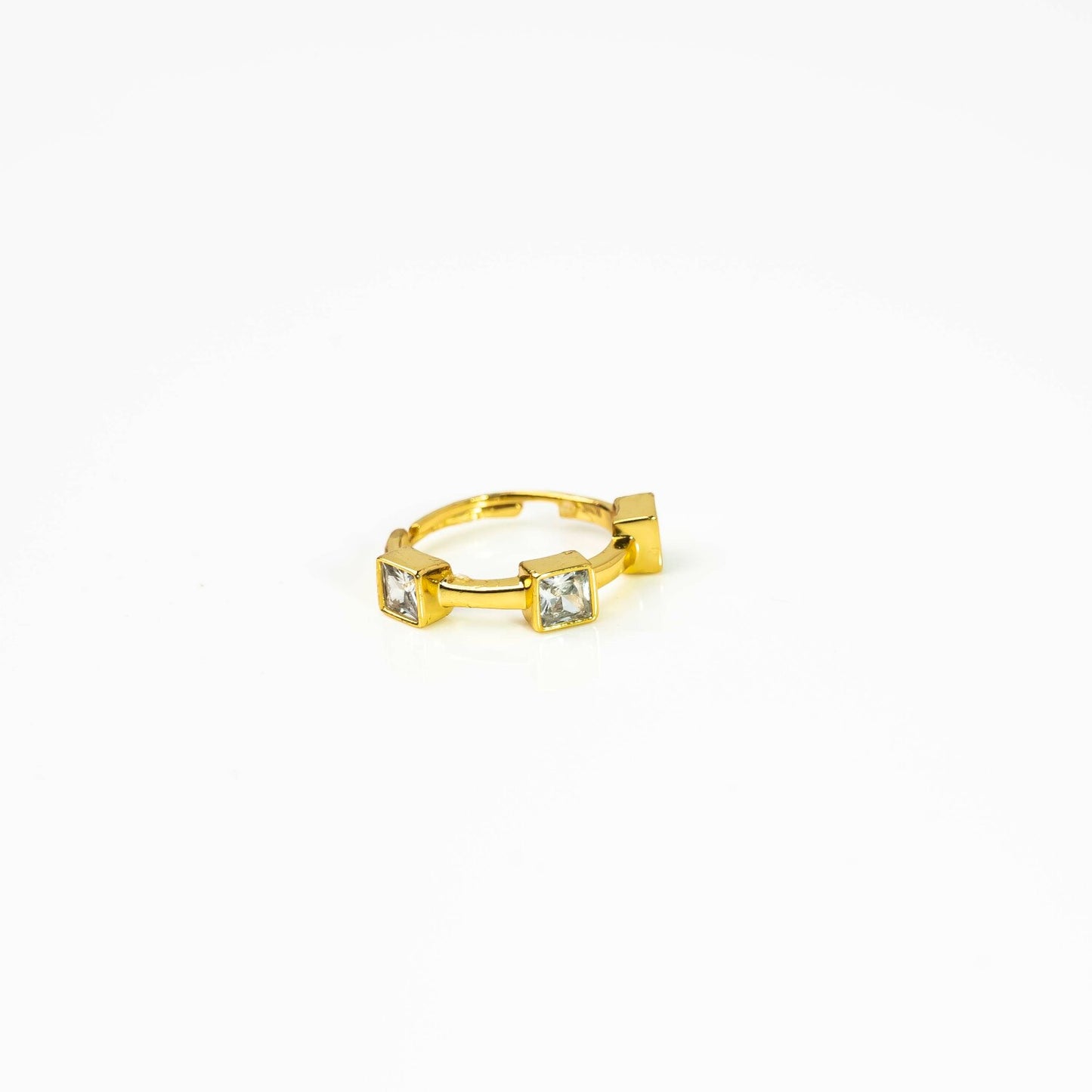 Aurgat Homestyled 18K Gold Plated Adjustable ring With Square Zirconia