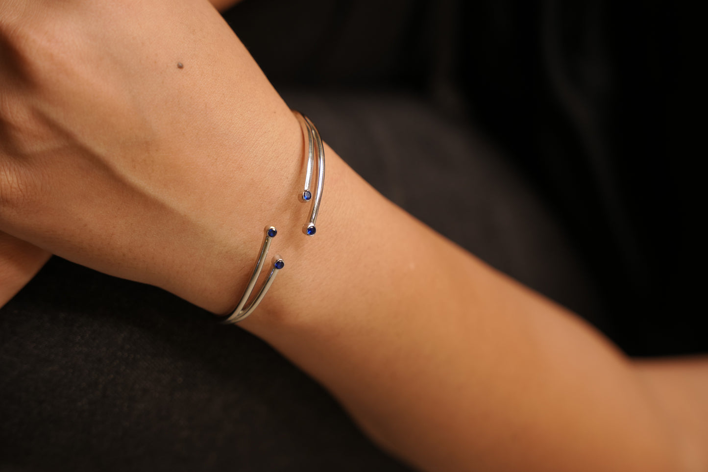 Aurgat Sterling Silver Cuff Bracelet With Bluestones