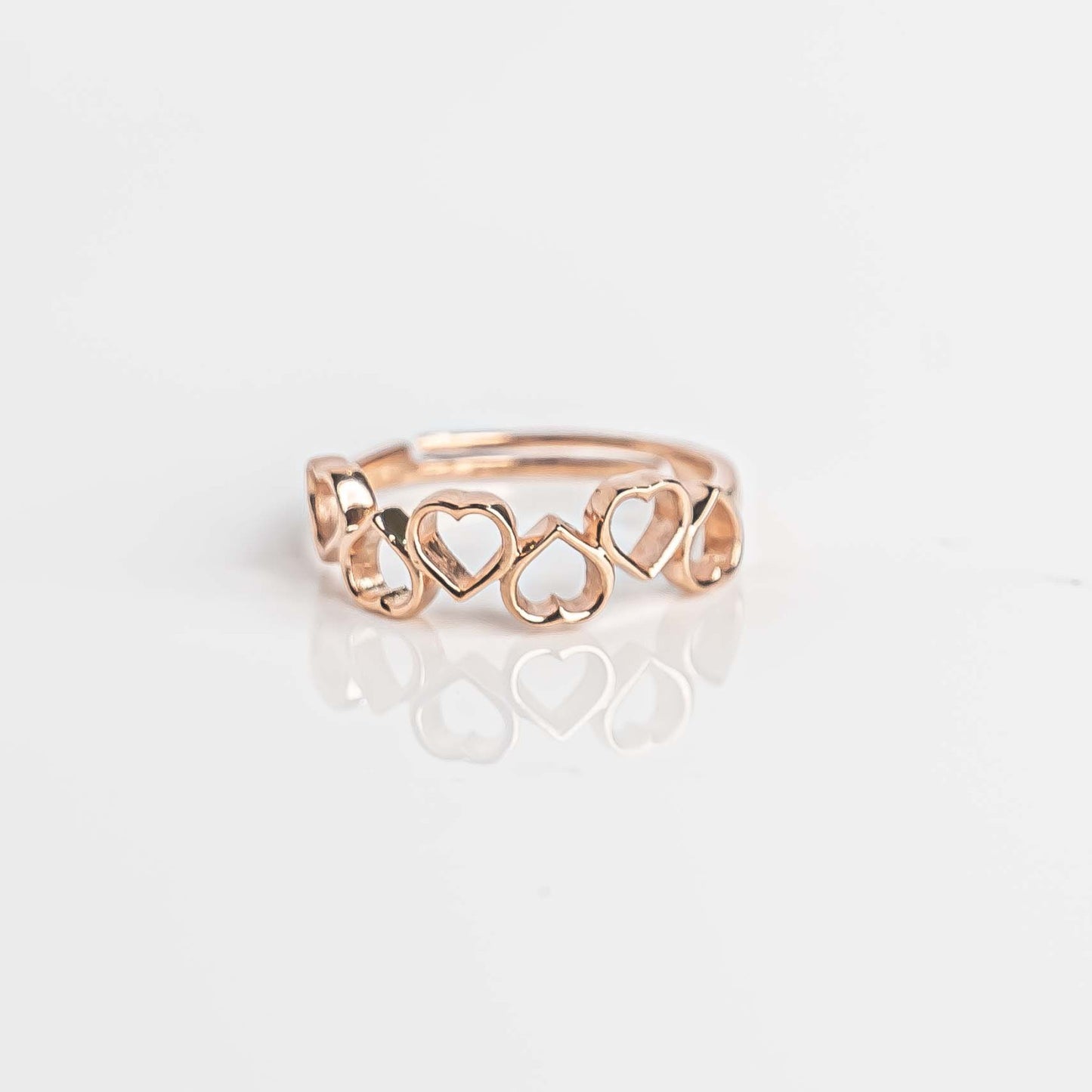 Aurgat Connecting Hearts Rose Gold Adjustable Ring