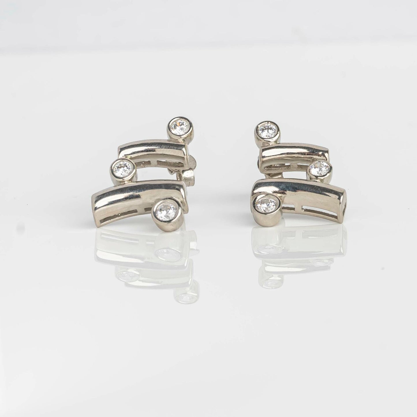 Aurgat Zirconia Connected Layers Sterling Silver Earrings