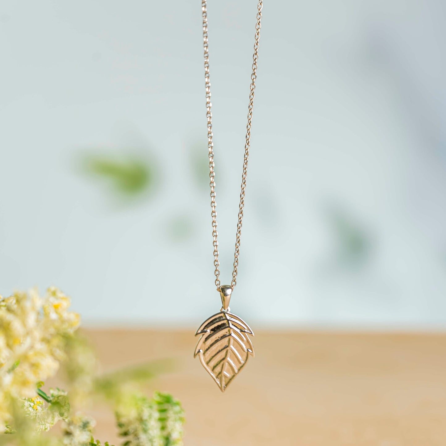 Aurgat Viburnum Leaf Drop Sterling Silver Pendant