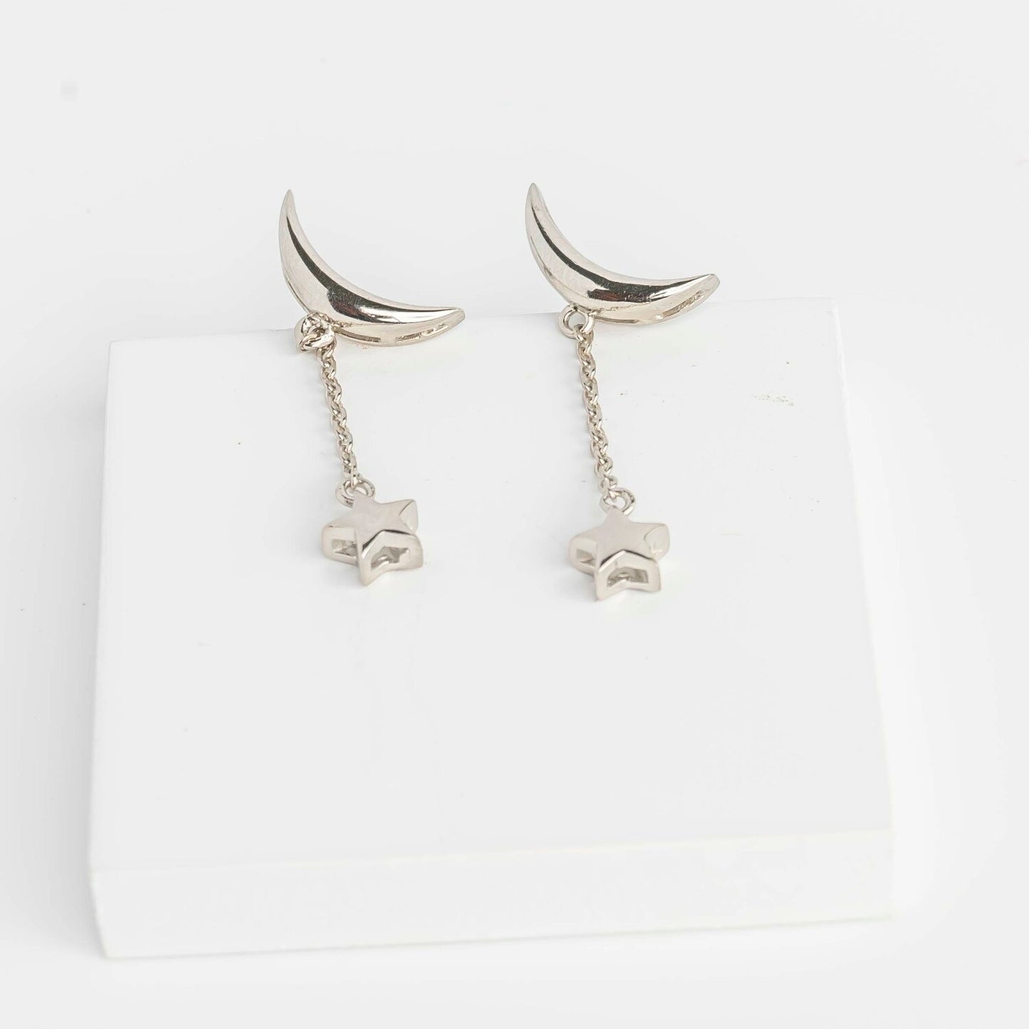 Aurgat Moon and Stars Sterling Silver Earrings