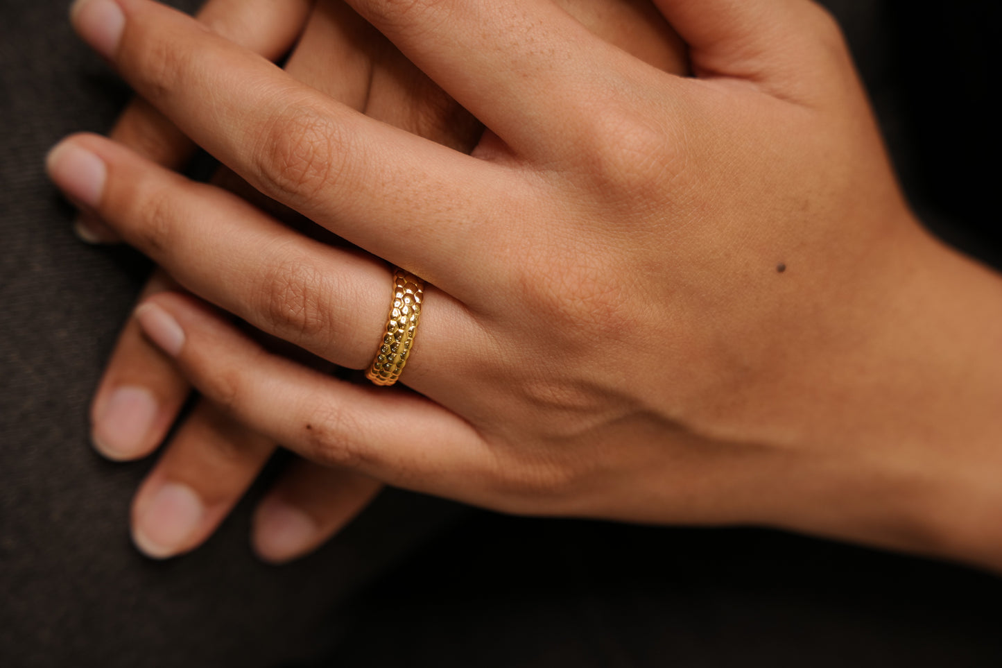 Aurgat Hexagonal Blocks 18K Gold Plated Band Ring