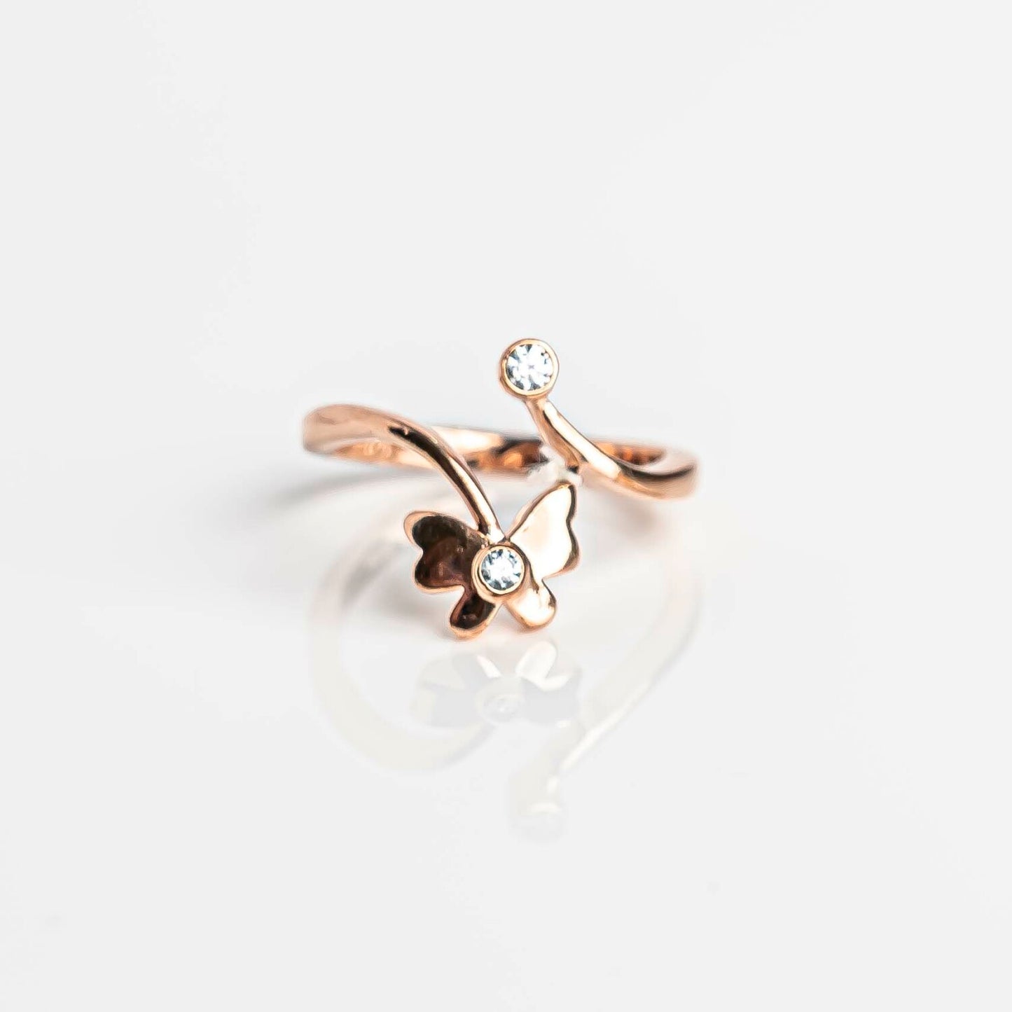 Aurgat Rose Gold Butterfly Adjustable Ring