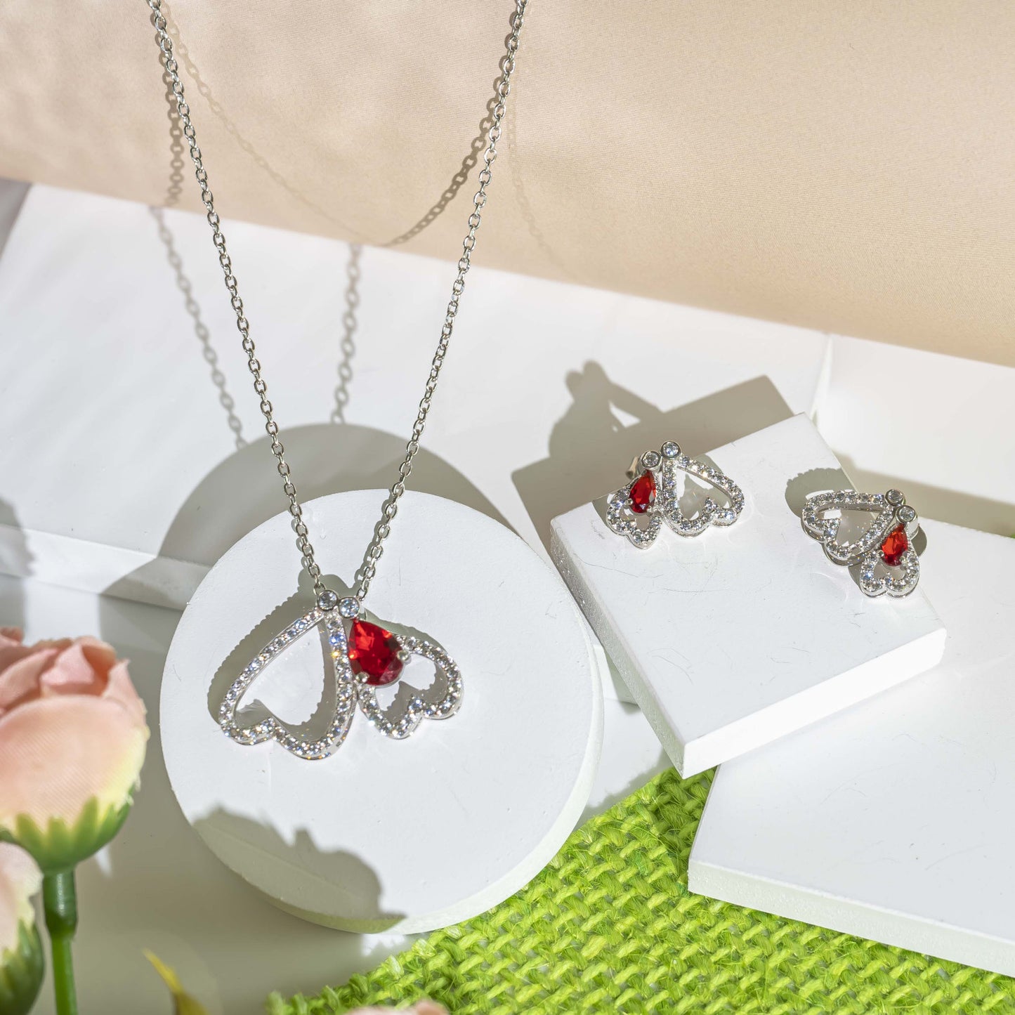 Aurgat Butterfly Love Sterling Silver Pendant Set
