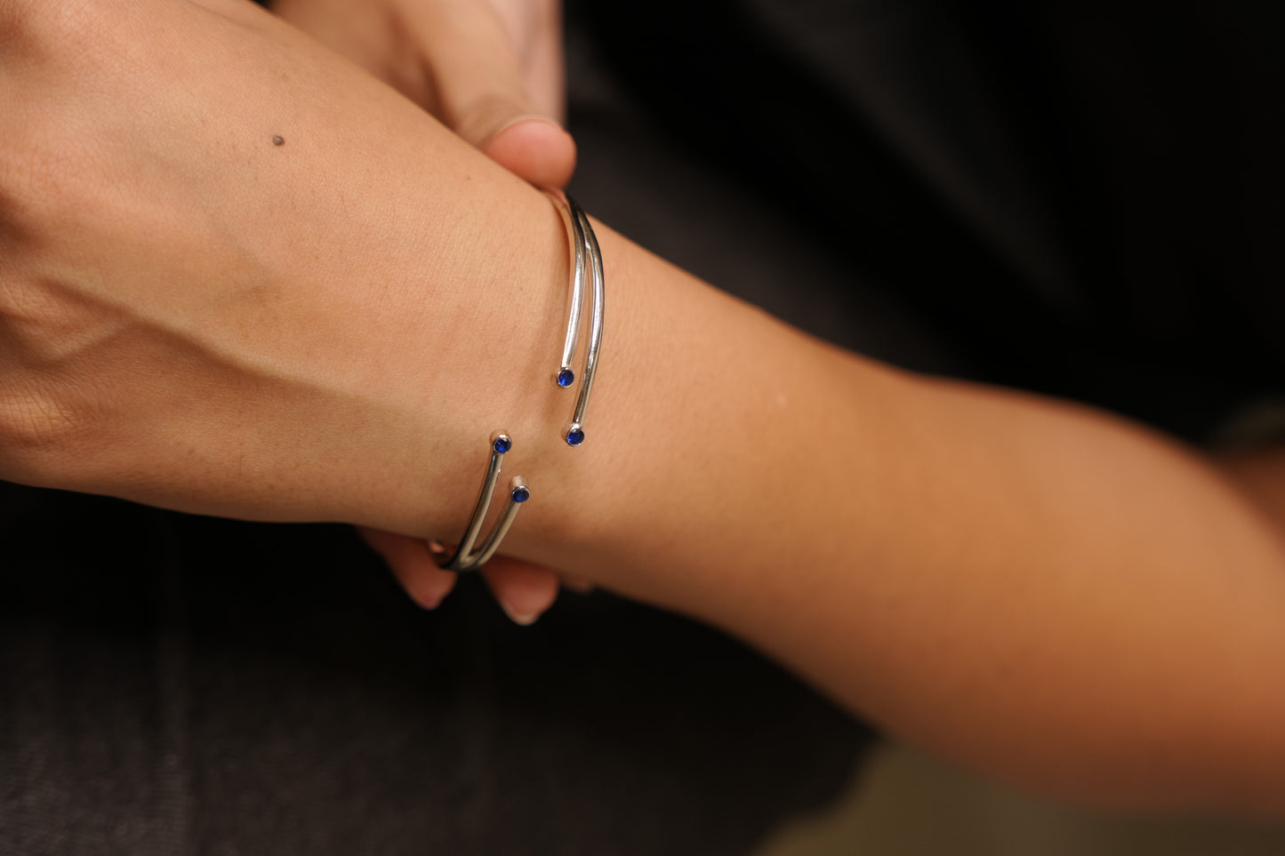 Aurgat Sterling Silver Cuff Bracelet With Bluestones