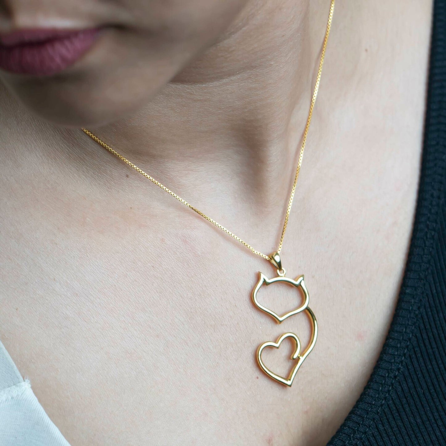 Aurgat Cat's Heart 18K Gold Plated Pendant