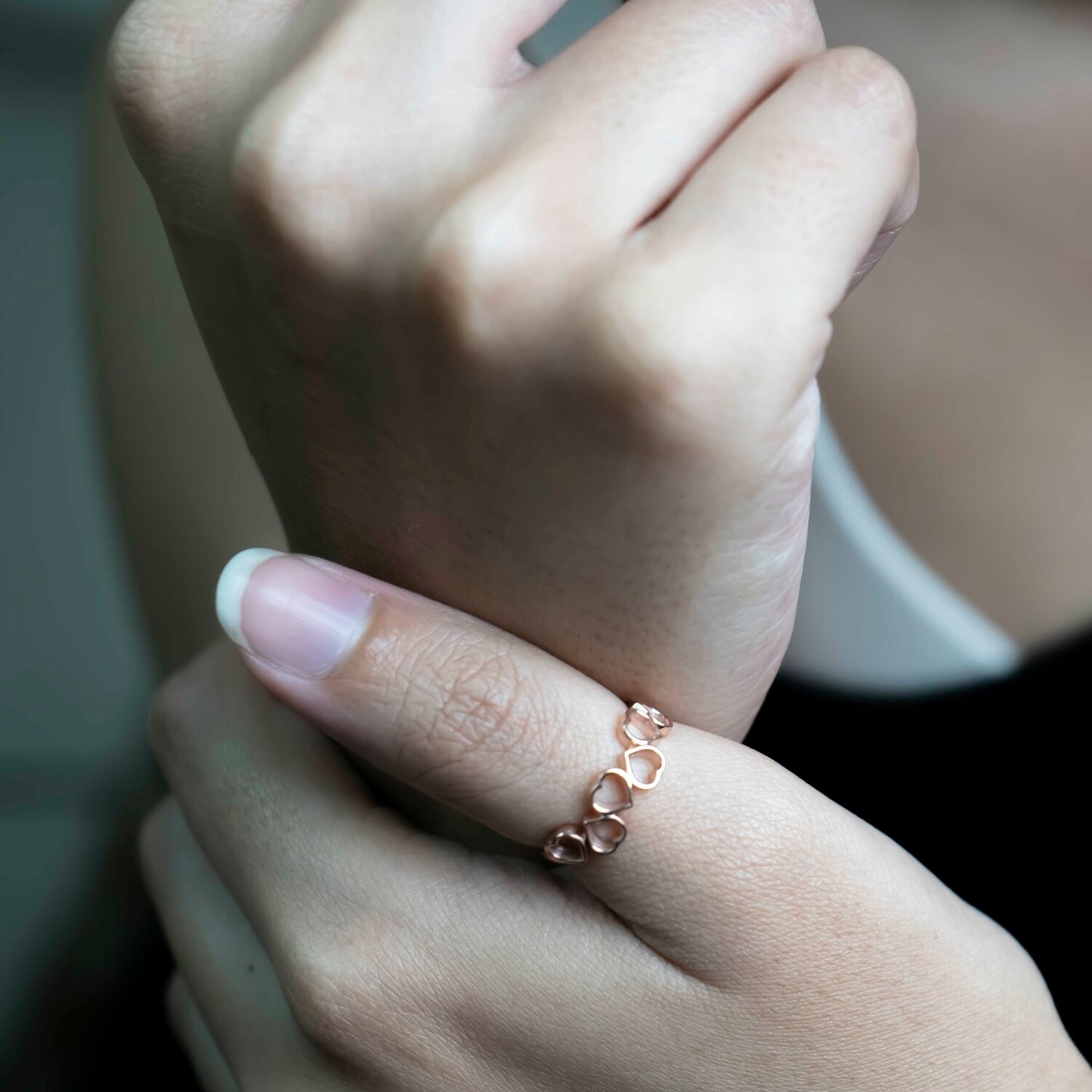 Aurgat Connecting Hearts Rose Gold Adjustable Ring