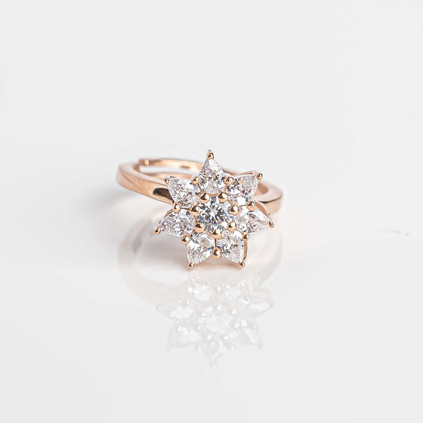 Aurgat Parijat Flower Rose Gold Adjustable Ring