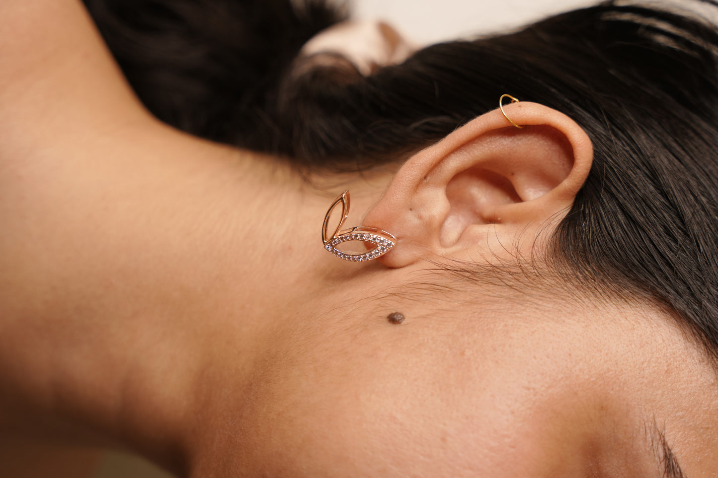 Aurgat Queenly Tea Leaf Drop Rose Gold Earrings