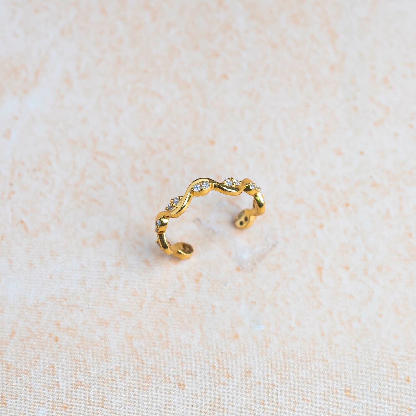 Aurgat Zirconia 18K Gold Plated Adjustable Ring