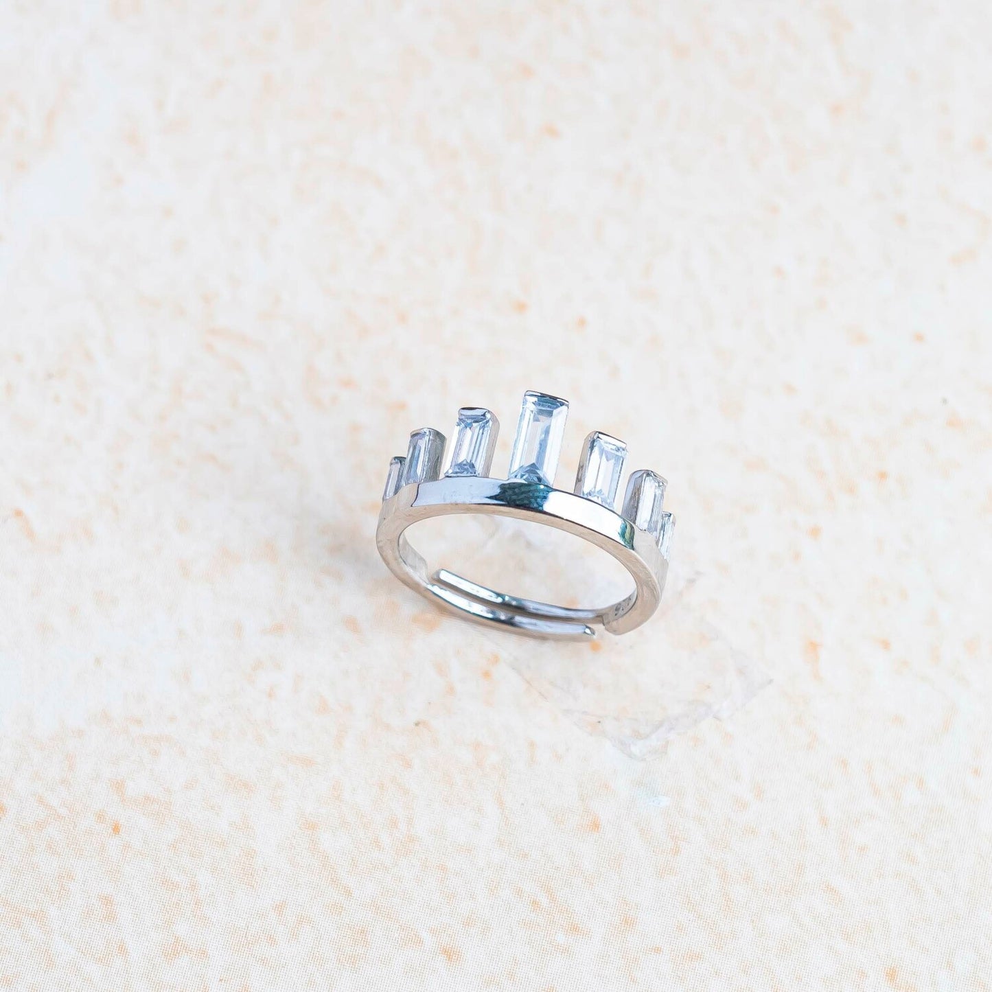 Aurgat Princess Crown Adjustable Ring With Zirconia