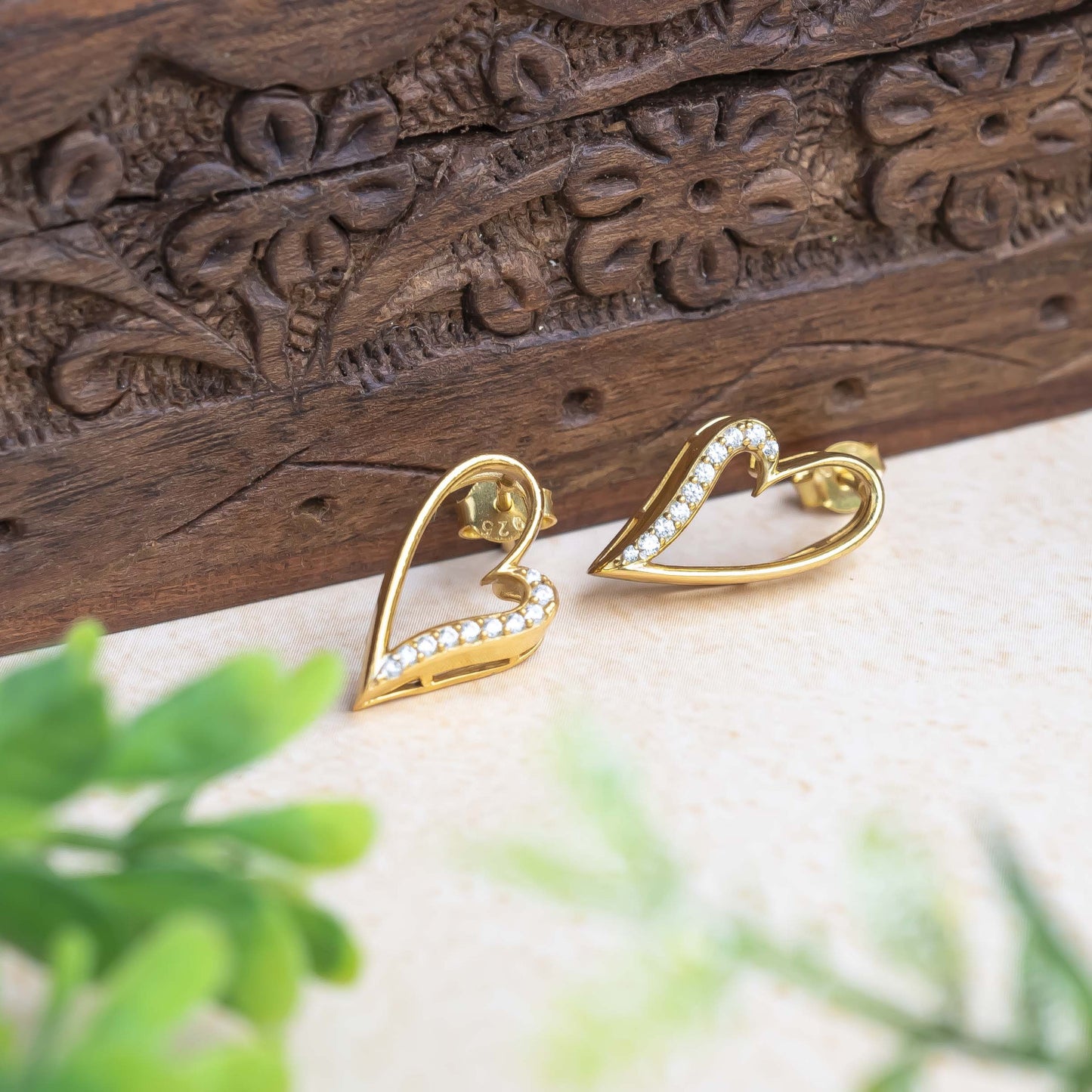 Aurgat Artistic Heart 18K Gold Plated Earrings