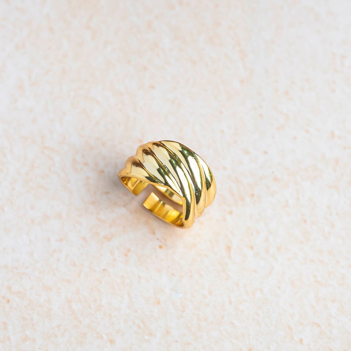 Aurgat Waves 18K Gold Plated Adjustable Ring Band