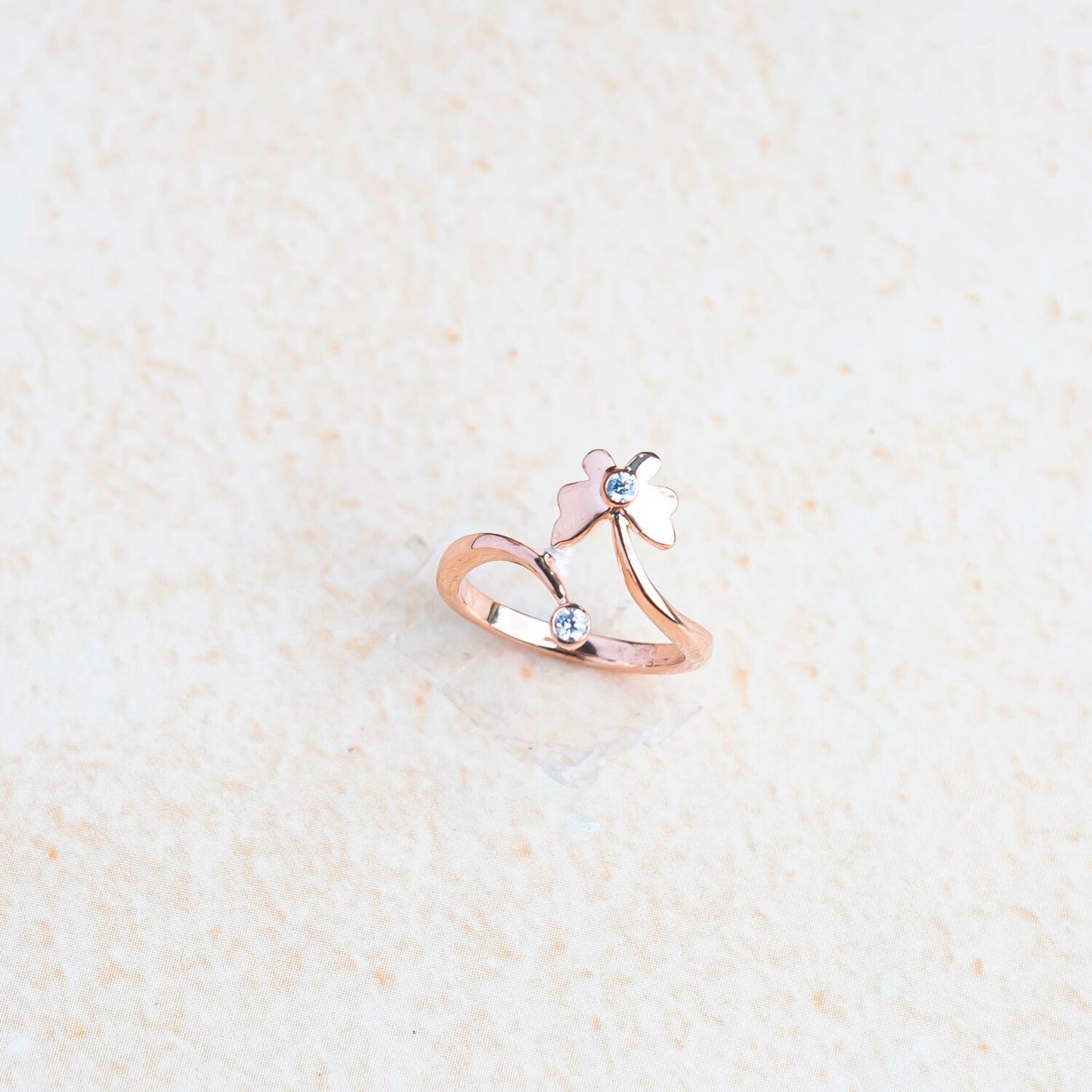 Aurgat Rose Gold Butterfly Adjustable Ring