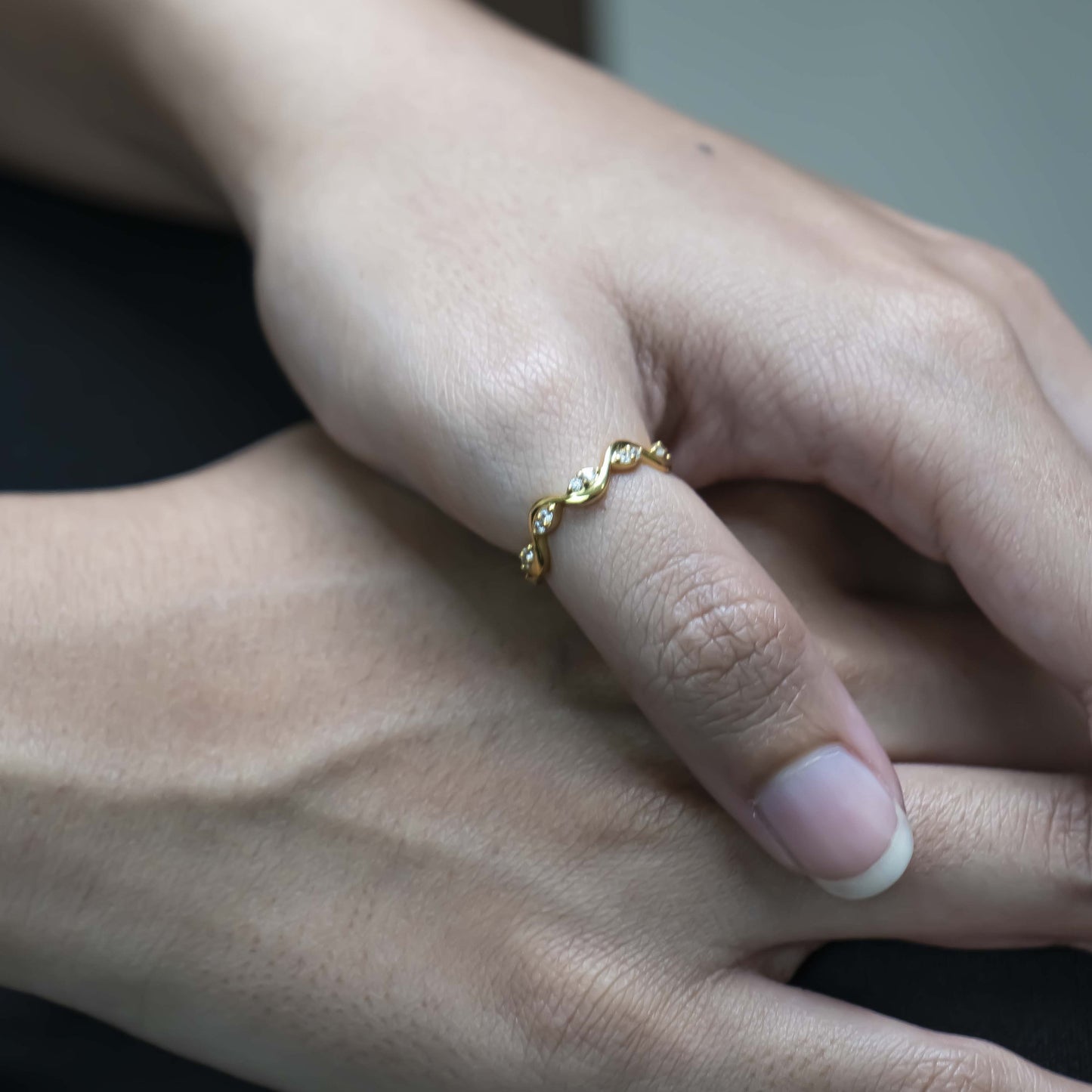 Aurgat Zirconia 18K Gold Plated Adjustable Ring