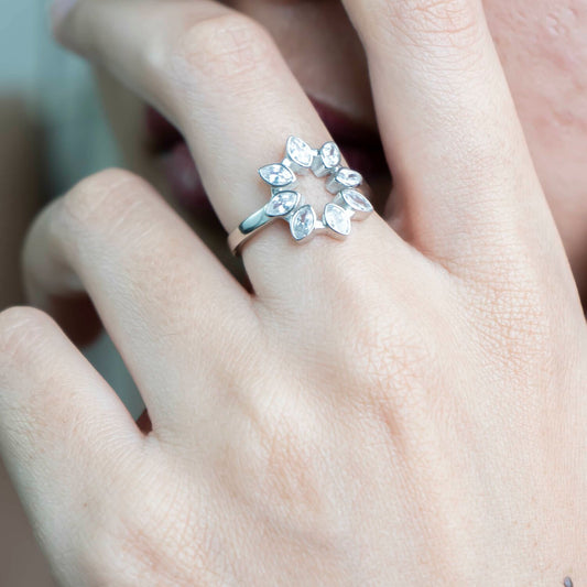 Aurgat Garland Zirconia Sterling Silver Adjustable Ring