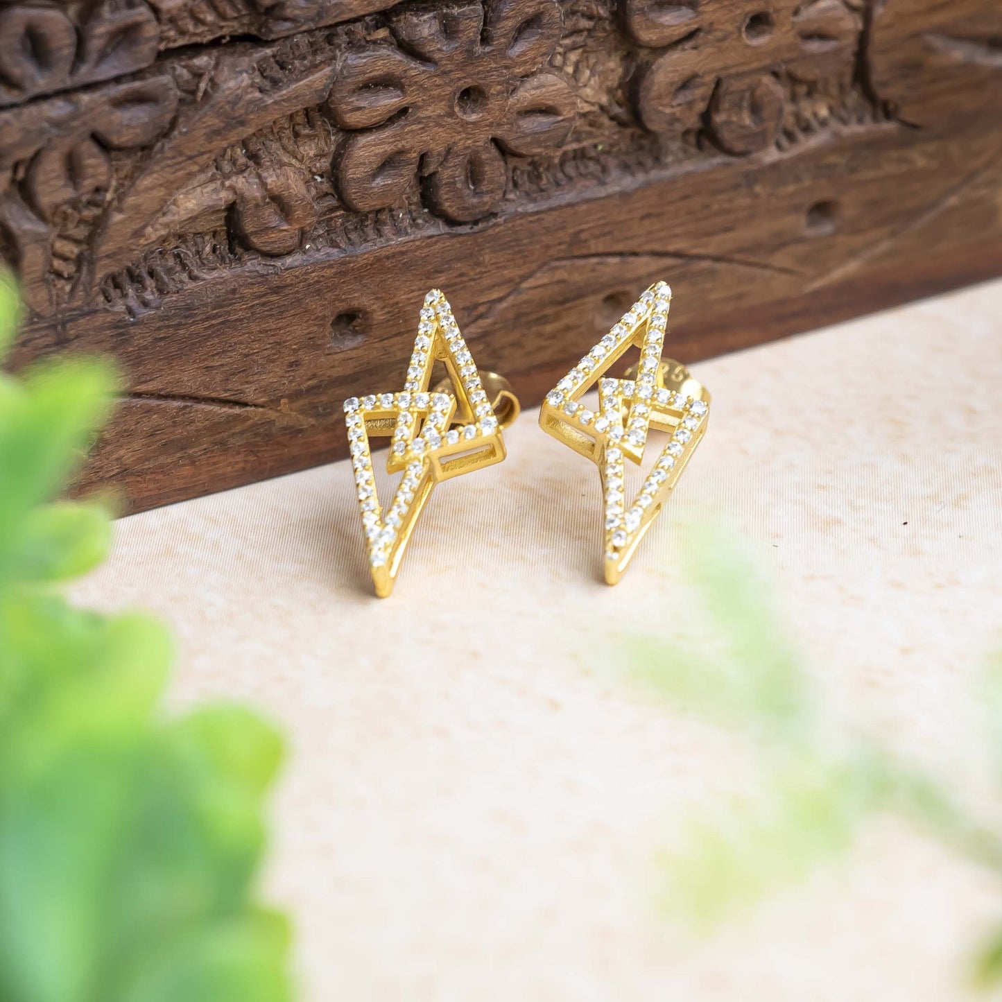 Aurgat Lightning 18K Gold Plated Earrings