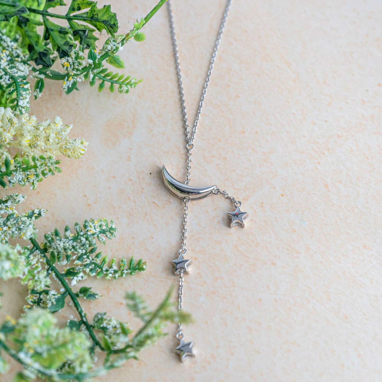 Aurgat Moon And Stars Sterling Silver Pendant Set