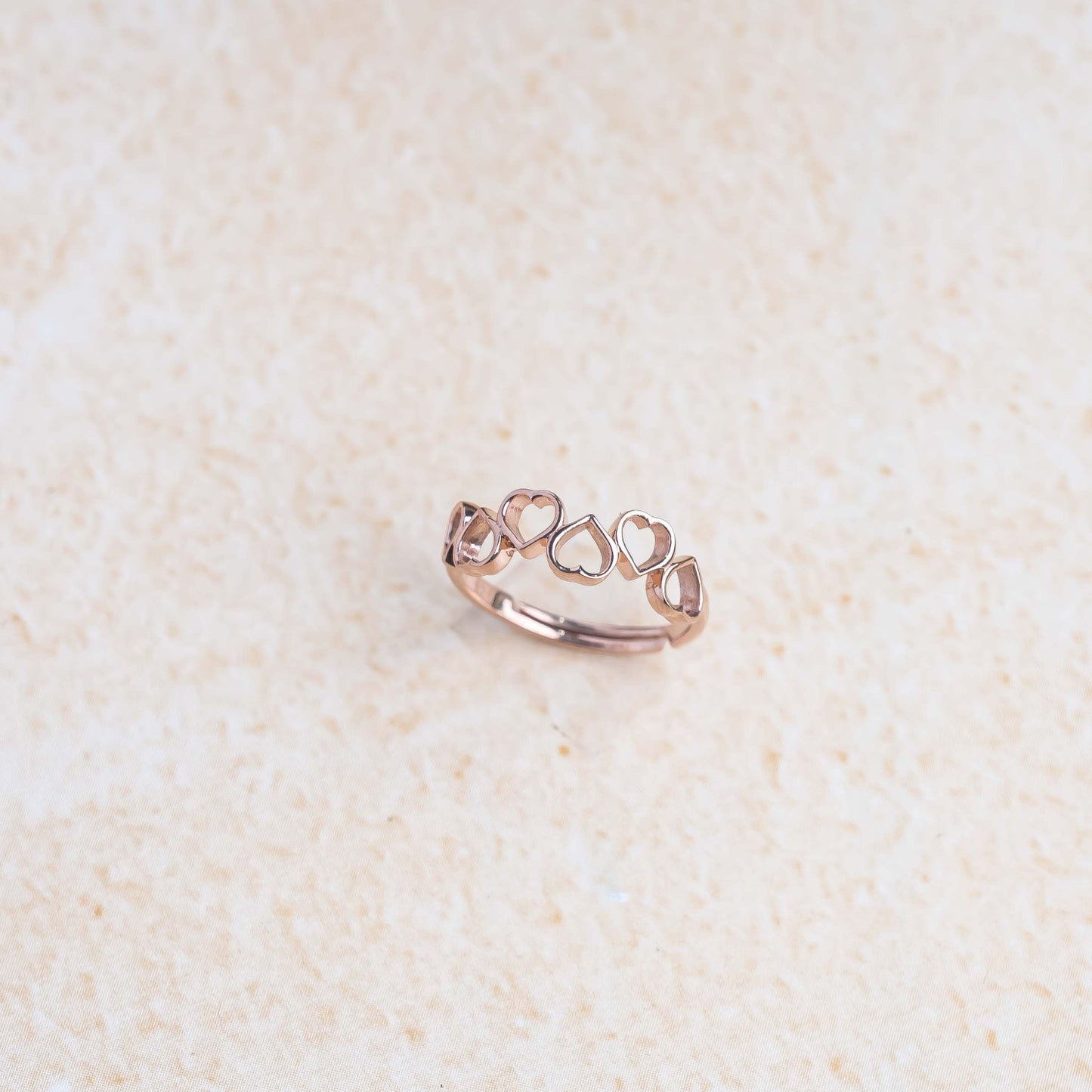 Aurgat Connecting Hearts Rose Gold Adjustable Ring