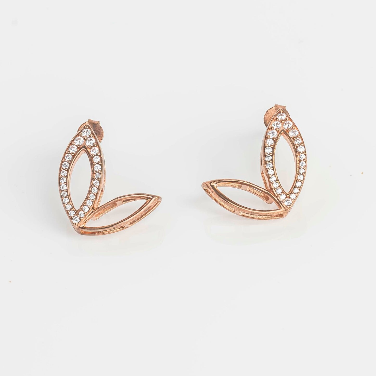 Aurgat Queenly Tea Leaf Drop Rose Gold Earrings