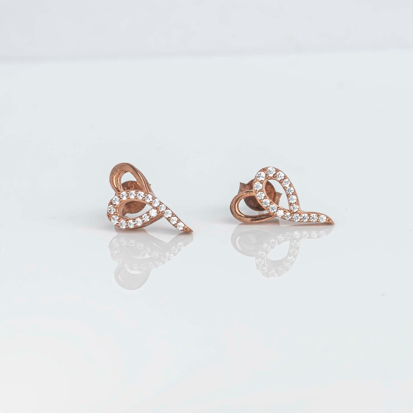 Aurgat Nobel Heart Rose Gold Earrings