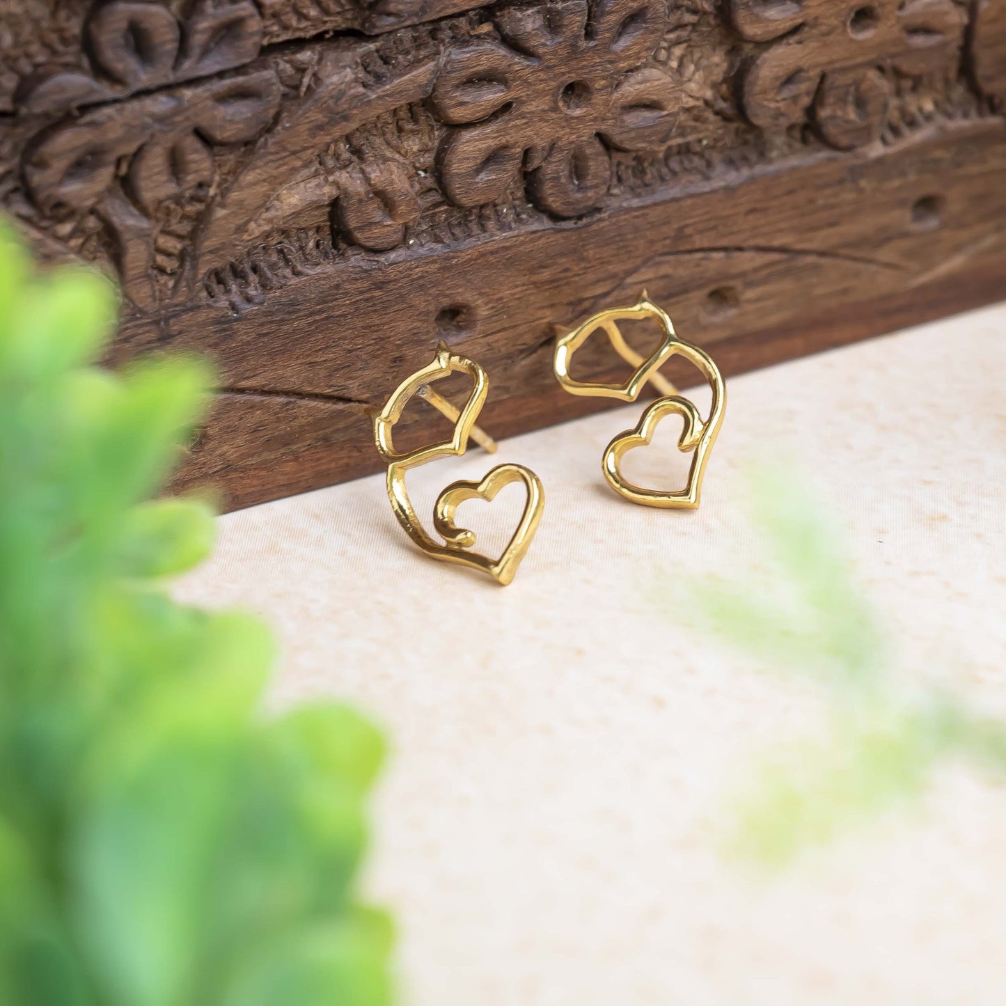Aurgat Cat's Heart 18K Gold Plated Pendant Set